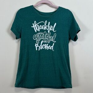 Teal Graphic Tee - Thankful Grateful Blessed